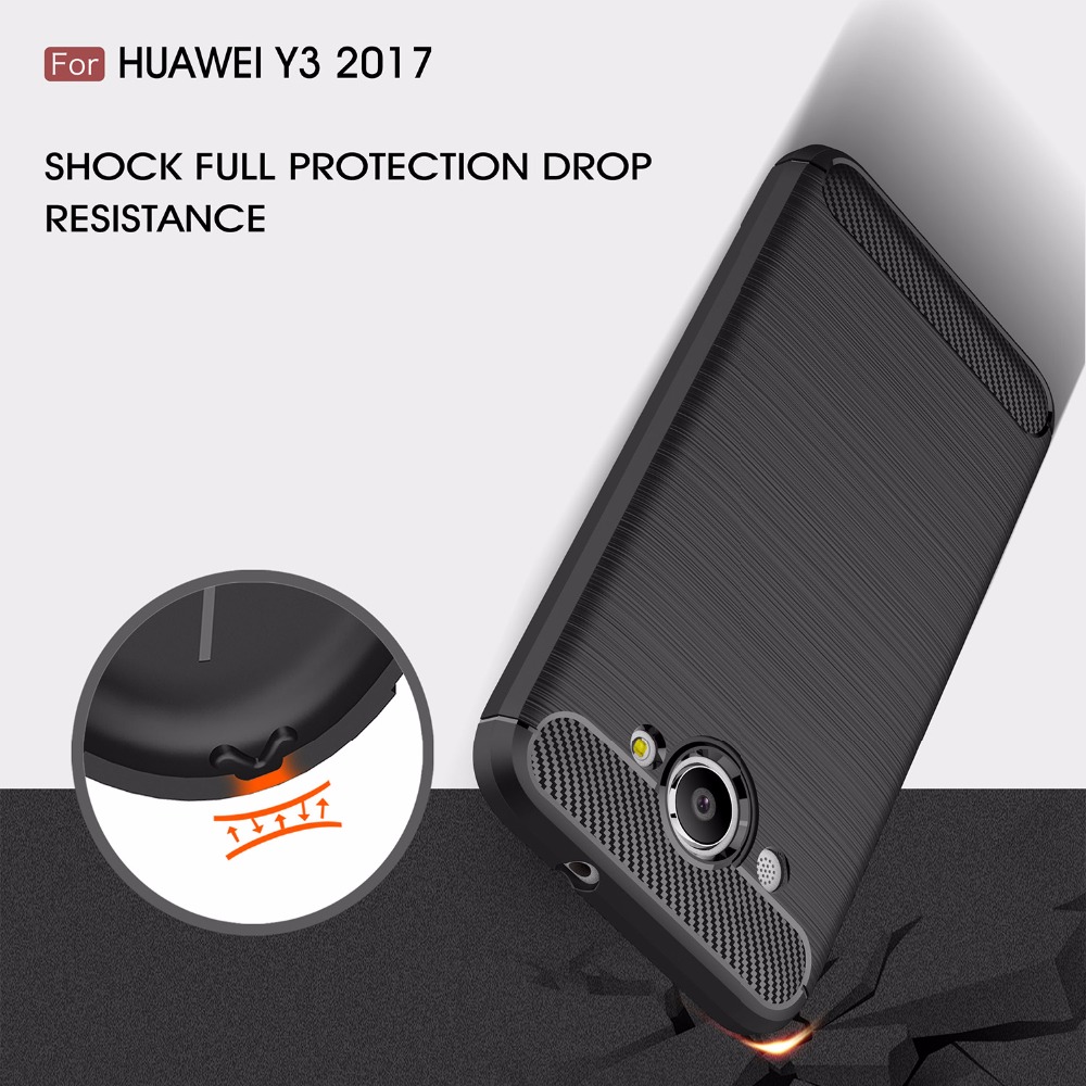 Case Huawei Y3 (2017) #เคสฝาหลัง Brushed Carbon Fiber TPU
