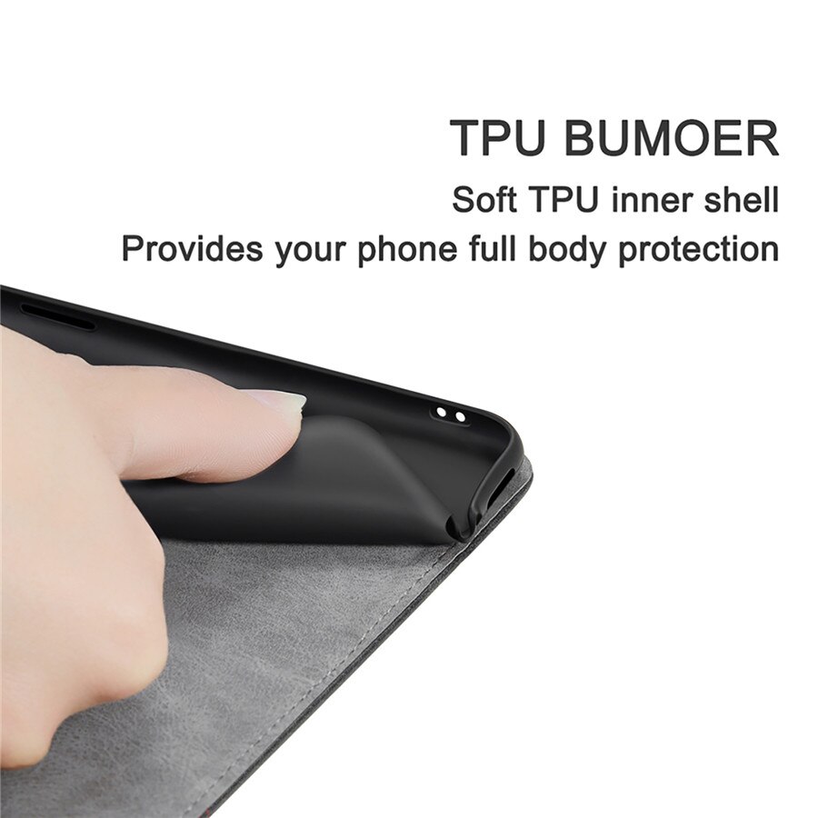 เคส Samsung Galaxy A42 5G #เคสฝาพับปกหนัง PU แบบกระเป๋าสตางค์สีทูโทน Retro PU Leather Card Slot Cover