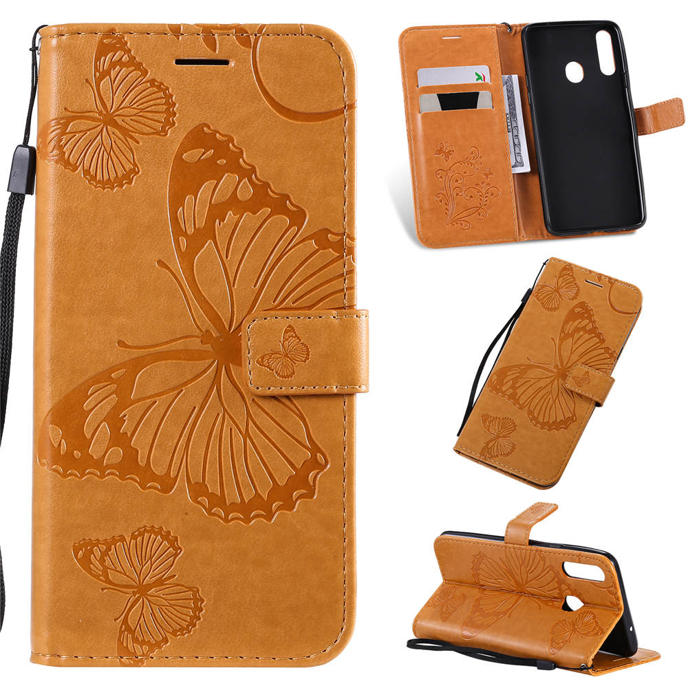 Case Samsung Galaxy A20s #เคสฝาพับหนัง PU Imprint Butterflies Pattern