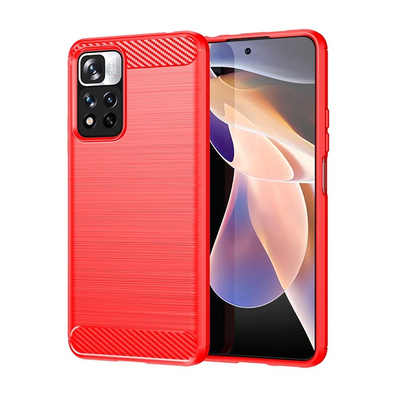 Case Redmi Note 11 / Redmi Note 11S #เคสฝาหลังตกแต่งคาร์บอนไฟเบอร์ ผิวขัดแปรง Brushered TPU Back Case