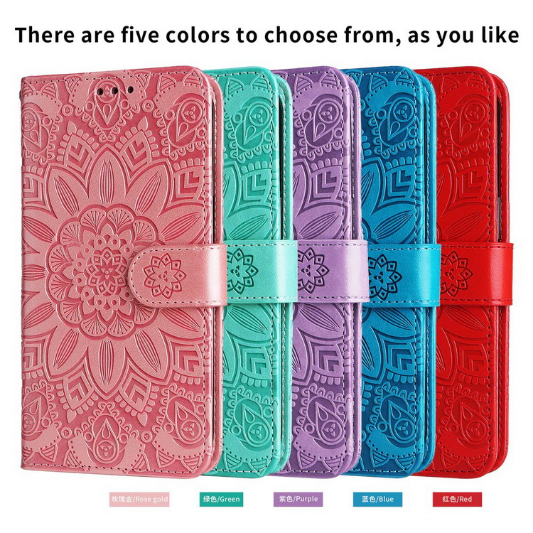 เคส Samsung Galaxy A32 4G#เคสฝาพับหนัง PU ผิวลายนูน Embossed Mandala Flower Leather Wallet
