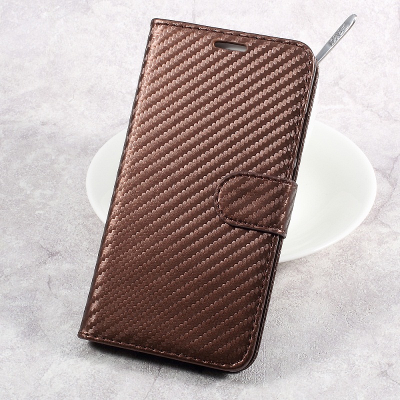 Case Huawei P10 Plus #เคสหนังคาร์บอนไฟเบอร์ ฝาพับมีช่องใส่นามบัตร