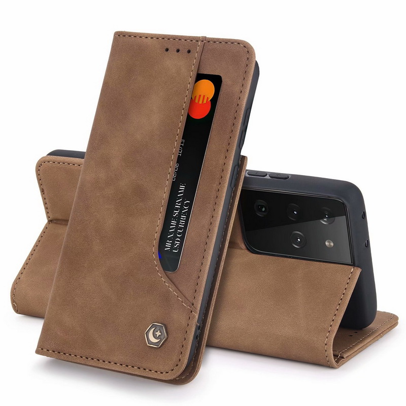 เคส Samsung Galaxy S21 Ultra #เคสฝาพับหนัง PU สไตล์กระเป๋าสตางค์พร้อมช่องใส่การ์ด Luxury Flip Stand Card Phone Leather Wallet Cover Casing