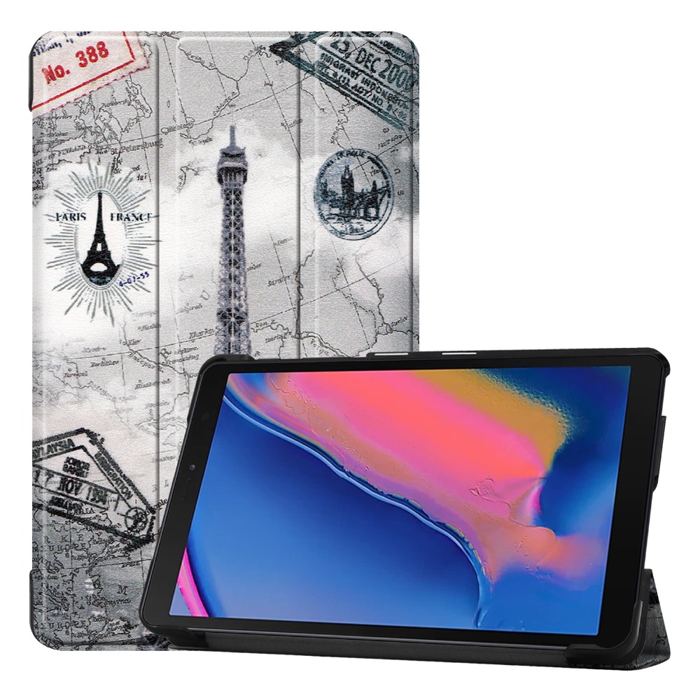 เคส Samsung Galaxy Tab A 8.0 (2019) P200 P205 #เคสฝาพับหนัง PU พิมพ์ลาย Patterned Tri-fold Stand Leather Smart Case