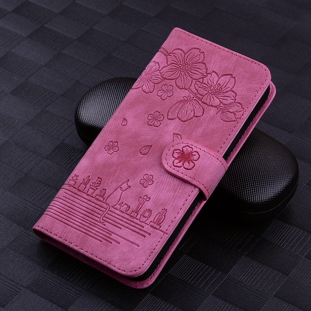เคส Samsung Galaxy S23 Ultra 5G #เคสฝาพับปกหนัง PU ลายดอกไม้พร้อมช่องใส่บัตร พับวางตั้งได้สไตล์แบบกระเป๋าสตางค์