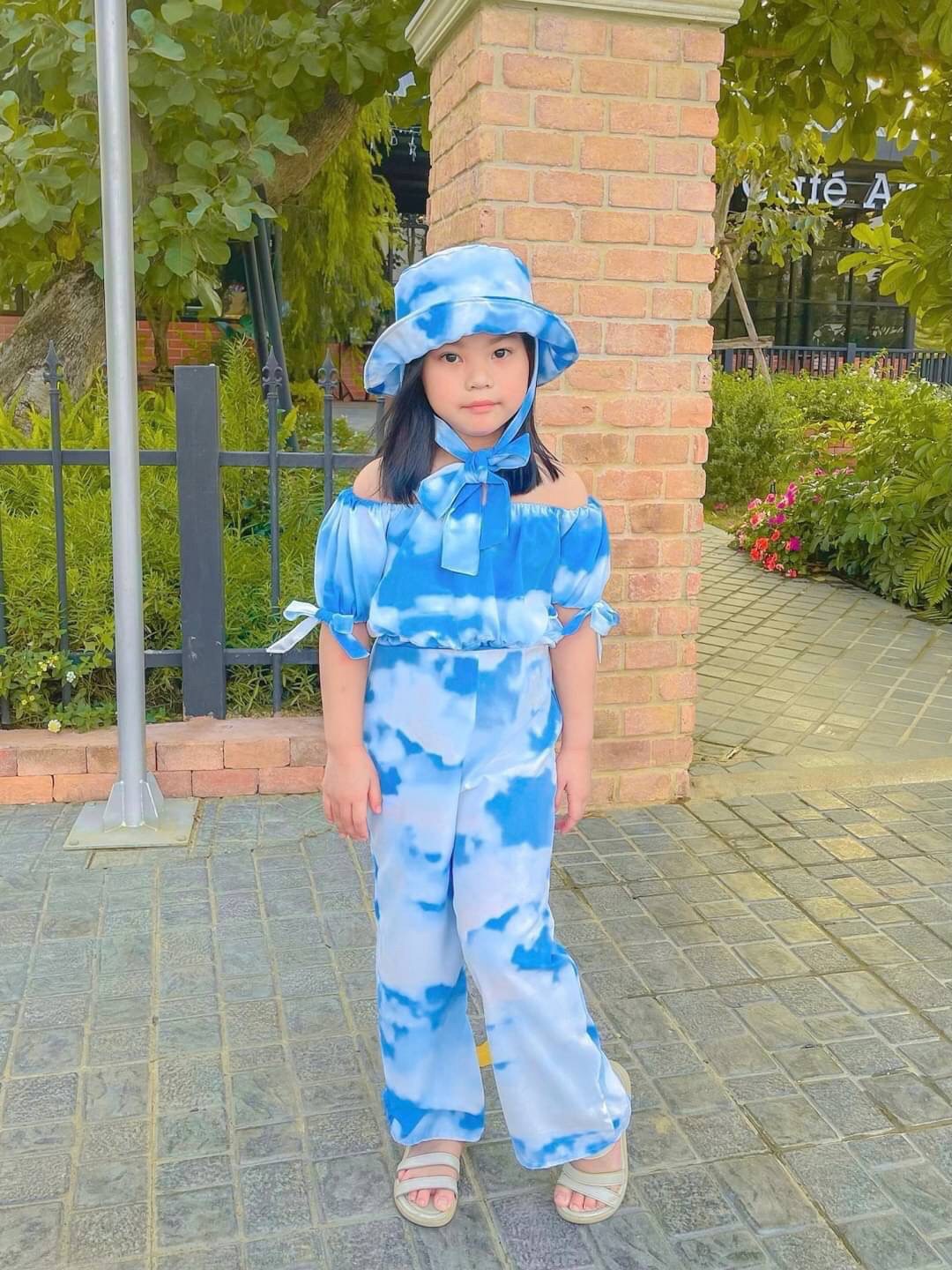 Set เสื้อกับกางเกงขายาว โทนท้องฟ้า