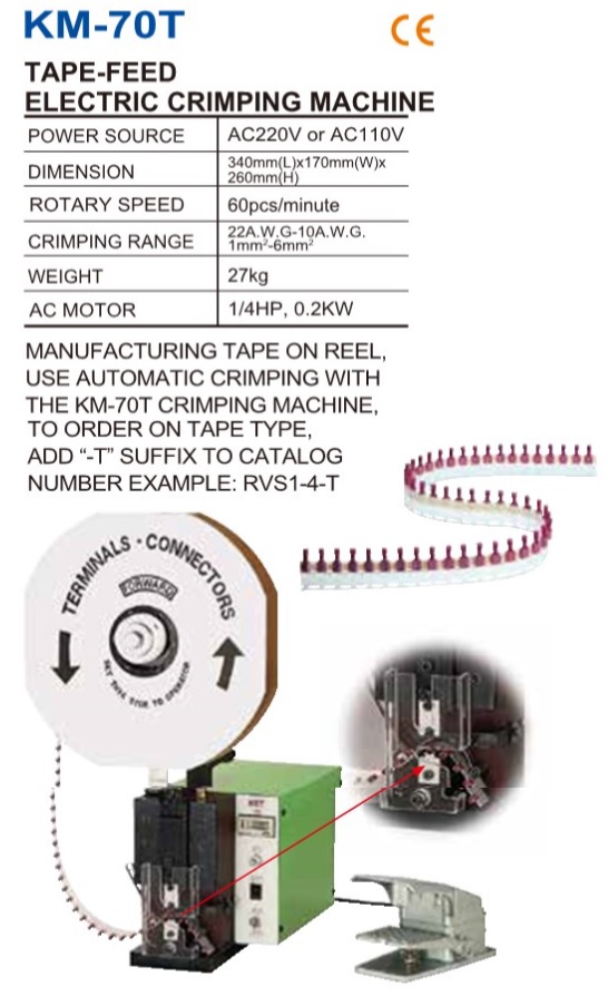 เครื่องย้ำหางปลาแบบม้วน TAPE-FEED ELECTRIC CRIMPING MACHINE KM-70T