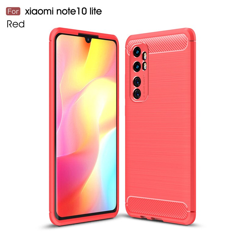 Case Xiaomi Mi Note 10 Lite #เคสฝาหลังตกแต่งคาร์บอนไฟเบอร์ ผิวขัดแปรง Brushered TPU Back Case
