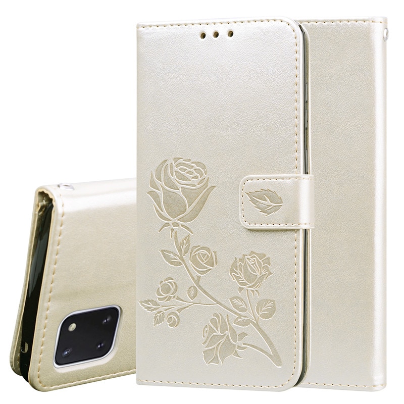Case Samsung Galaxy Note 10 Lite #เคสฝาพับหนัง PU ลายดอกกุหลาบแบบกระเป๋าสตางค์ Imprinted Rose Leather
