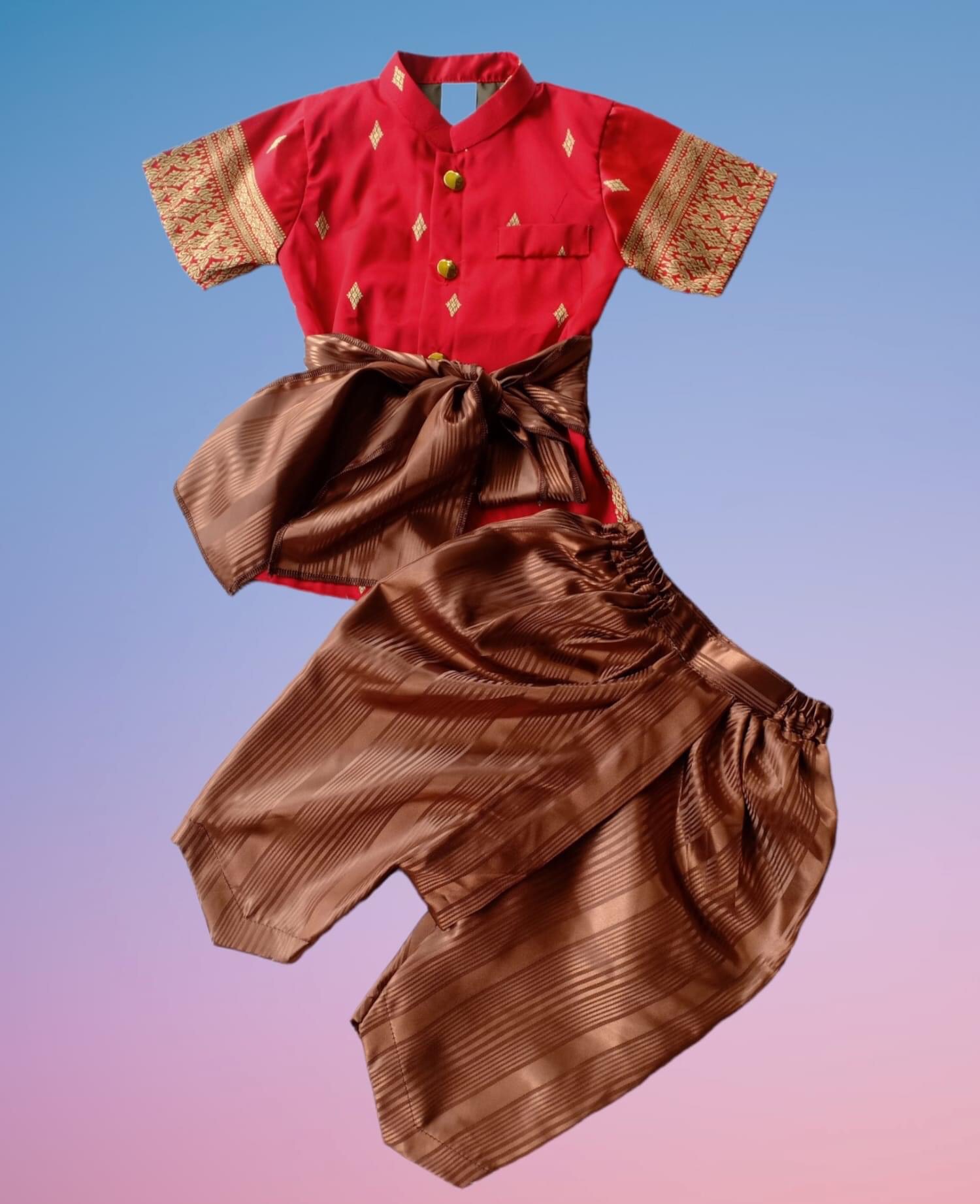 ชุดไทยเด็กชาย ชุดพี่หมื่น ครบเซตเสื้อโจงผ้าคาด