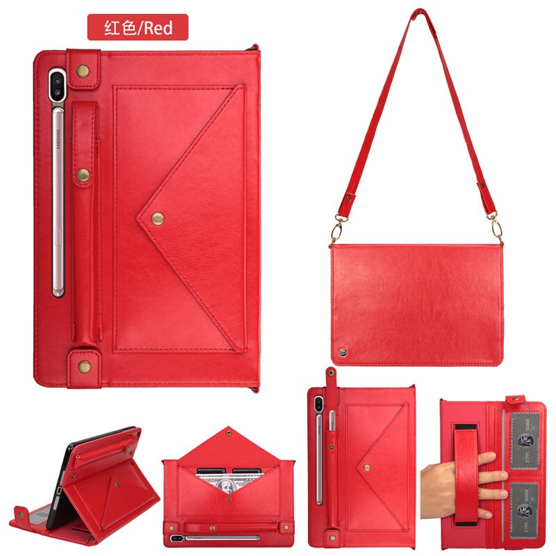 เคส Samsung Galaxy Tab S6 SM-T860 SM-T865 #เคสฝาพับหนัง PU มีที่เก็บปากกาและสวมนิ้ว Envelop Shape Leather Tablet Casing with Pen Slot