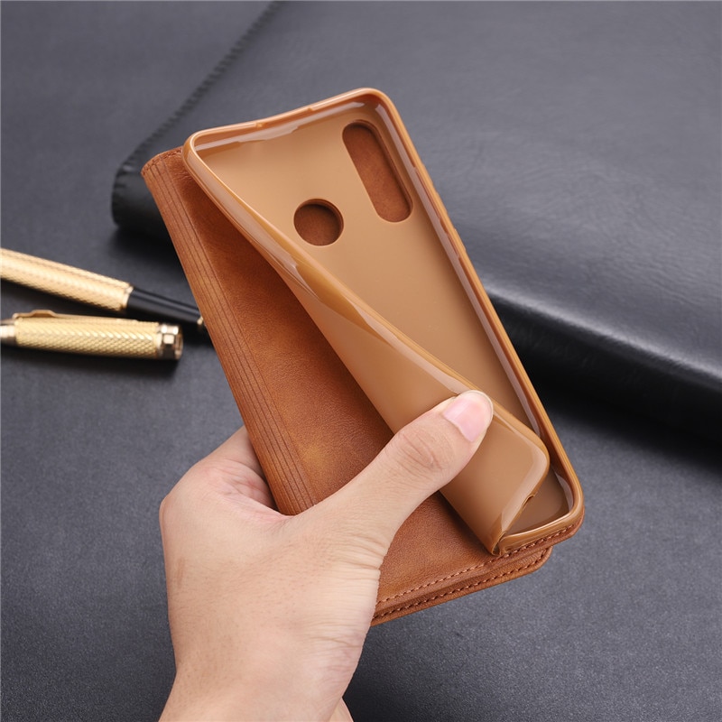 Case Huawei P30 Lite #เคสฝาพับ AZNS สไตล์ย้อนหนัง PU มีช่องเสียบการ์ด