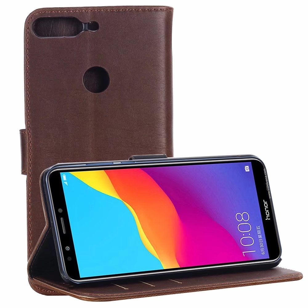 Case Huawei Honor 7C/Enjoy 8/Y7 Prime (2018) #เคสฝาพับ Crazy Horse Texture Retro Style