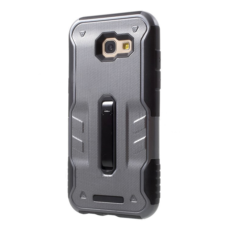 Case Samsung Galaxy A7 2017 เคส กันกระแทก Plastic + TPU Hybrid มีขาตั้ง / สีเทา พร้อมส่ง