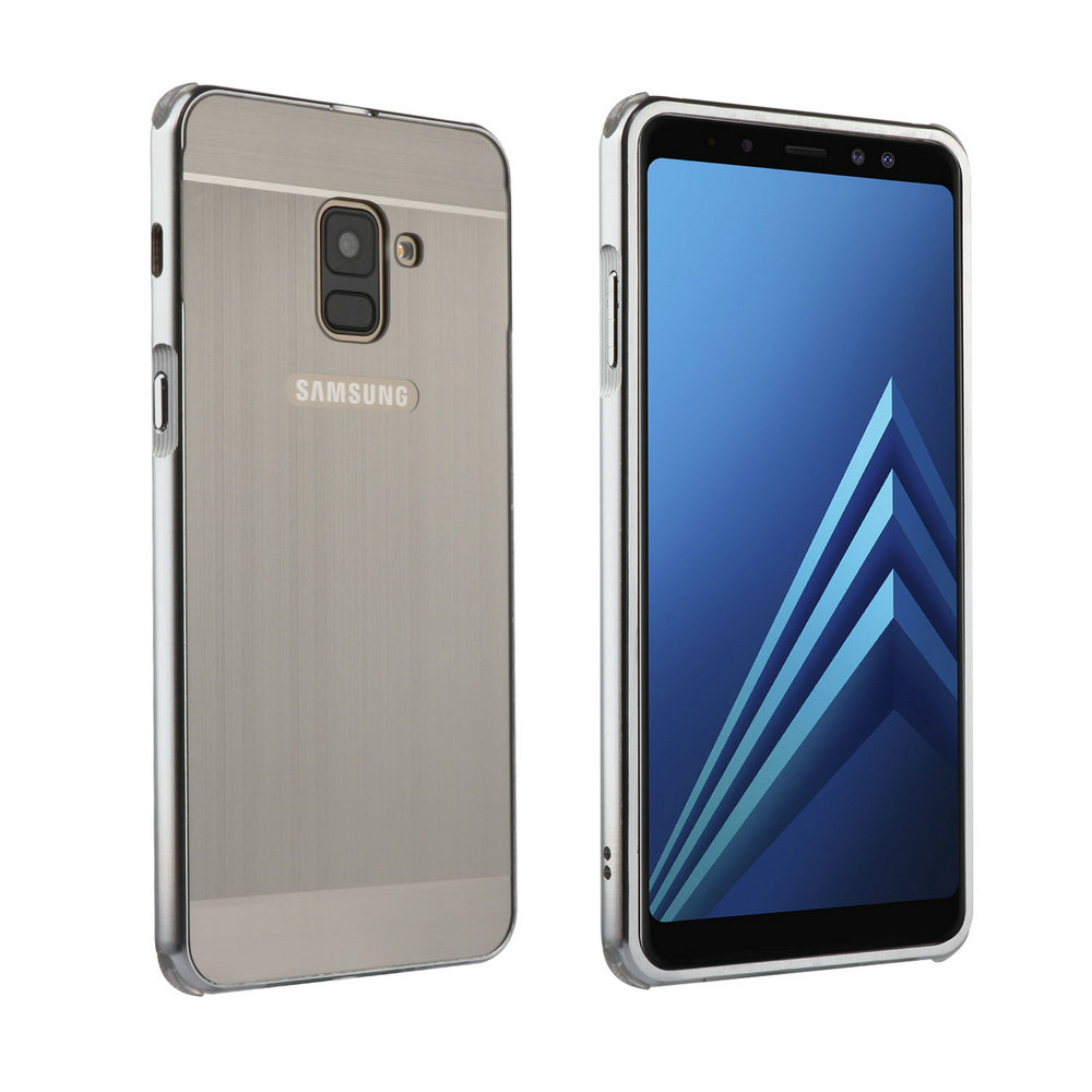 Case Samsung Galaxy A8+ (2018) #เคสกรอบโลหะกันกระแทกฝาหลังพลาสติกเลื่อนสไลด์