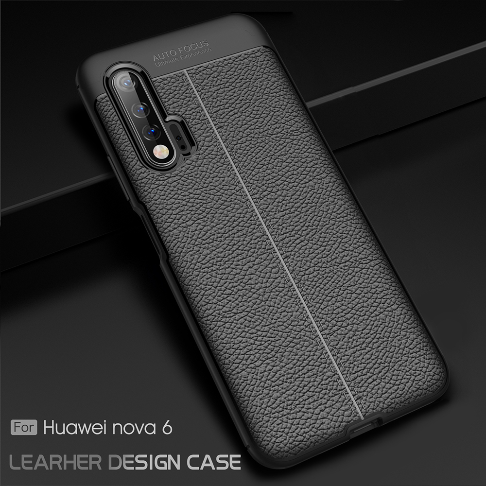 เคส Huawei Nova 6 #เคสฝาหลัง TPU ผิวลิ้นจี่ช่วยป้องกันลายนิ้วมือและกันลื่นได้ดี