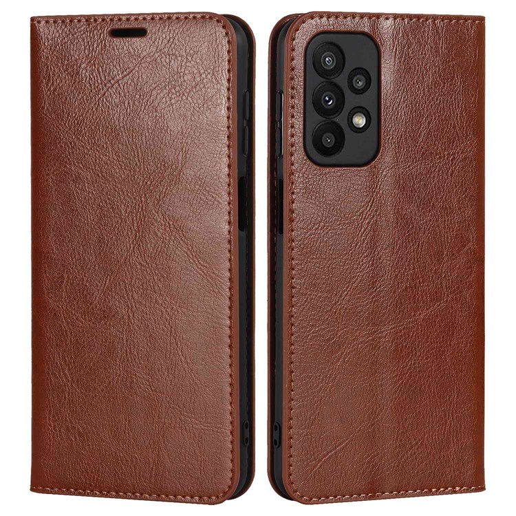 Case Samsung Galaxy A23 5G #เคสฝาพับหนังแท้แบบกระเป๋าสตางค์คุณภาพดี Crazy Horse Genuine Leather Cover