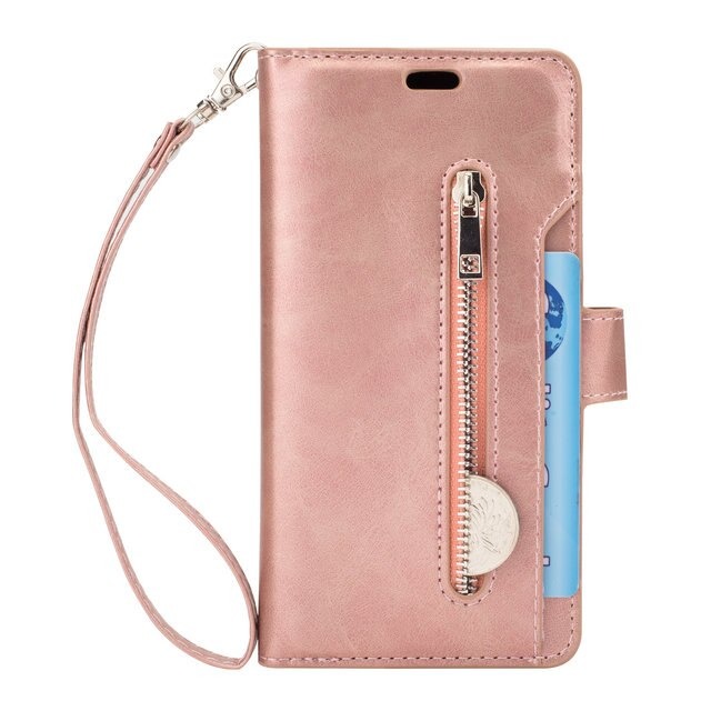 Case Samsung Galaxy Note 10+ #เคสฝาพับแบบกระเป๋าสตางค์ช่องใส่บัตรหลายช่อง Multi-slot Wallet Zippered Leather พร้อมสายคล้อง