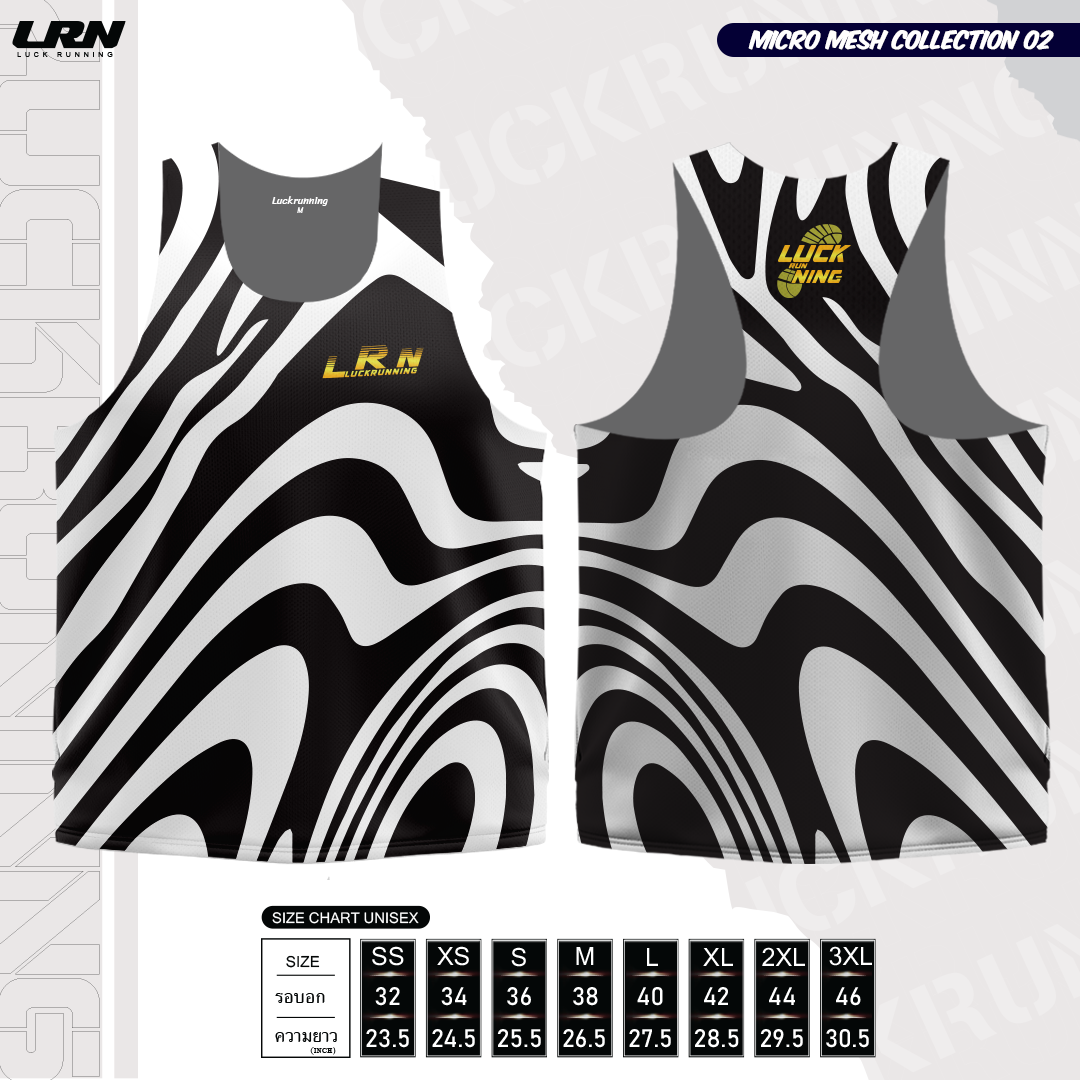 เสื้อวิ่งพิมพ์ลายกล้าม LRN Collection 02 เนื้อผ้า Micro Mesh สำหรับวิ่งมาราธอน (MM12-01)