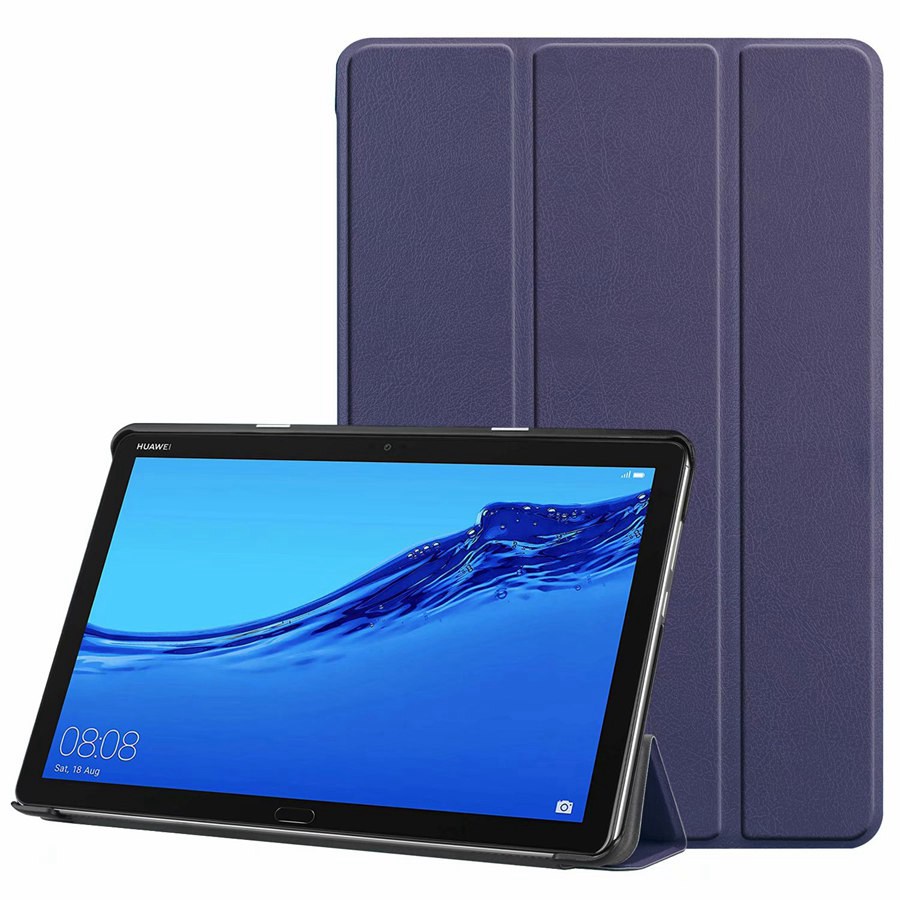 Case Huawei MediaPad M5 Lite 10.1 นิ้ว #เคสฝาพับหนัง PU แบบ 3 พับ Tri-fold Stand Leather Smart Tablet