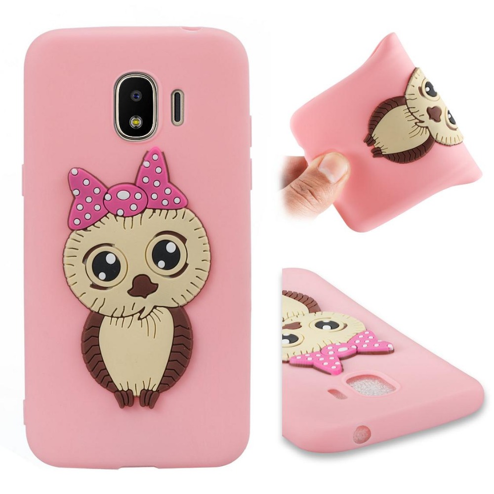 Case Samsung Galaxy J2 Pro (2018) #เคสฝาหลังนิ่มลายนกฮูกติดโบ 3D น่ารัก Lovely 3D Owl with Bowknot Pattern