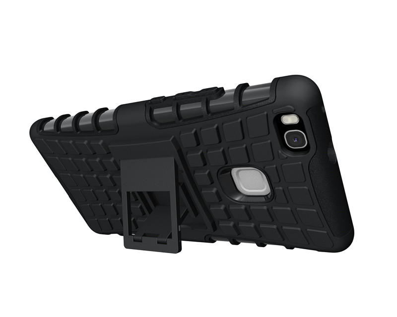 เคส Huawei P9 Lite #เคสฝาหลัง Hybrid กันกระทกกันลื่น Shell TPU+PC พร้อมขาตั้งในตัว