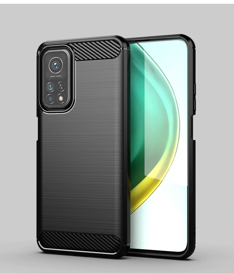 Case Xiaomi Mi 10T#เคสฝาหลังตกแต่งคาร์บอนไฟเบอร์ ผิวขัดแปรง Brushered TPU Back Case