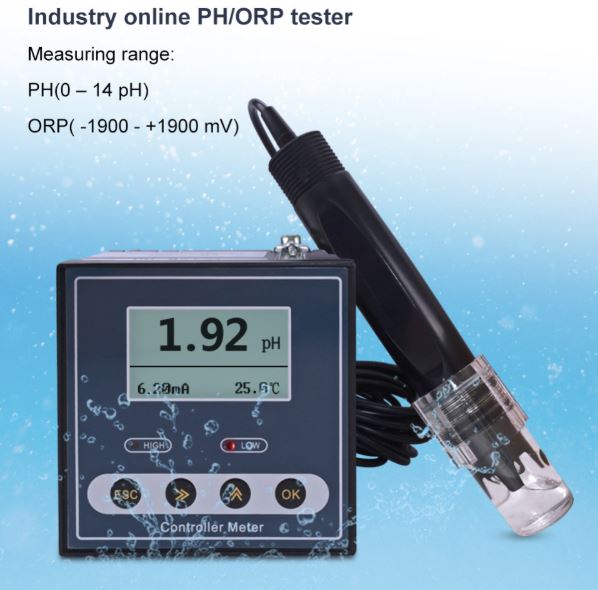 เครื่องวัดคุณภาพน้ำ ความเป็นกรด ด่าง ปุ๋ย PH Digital Industrial Ph /ORP Meter Sensor Electrode Probe