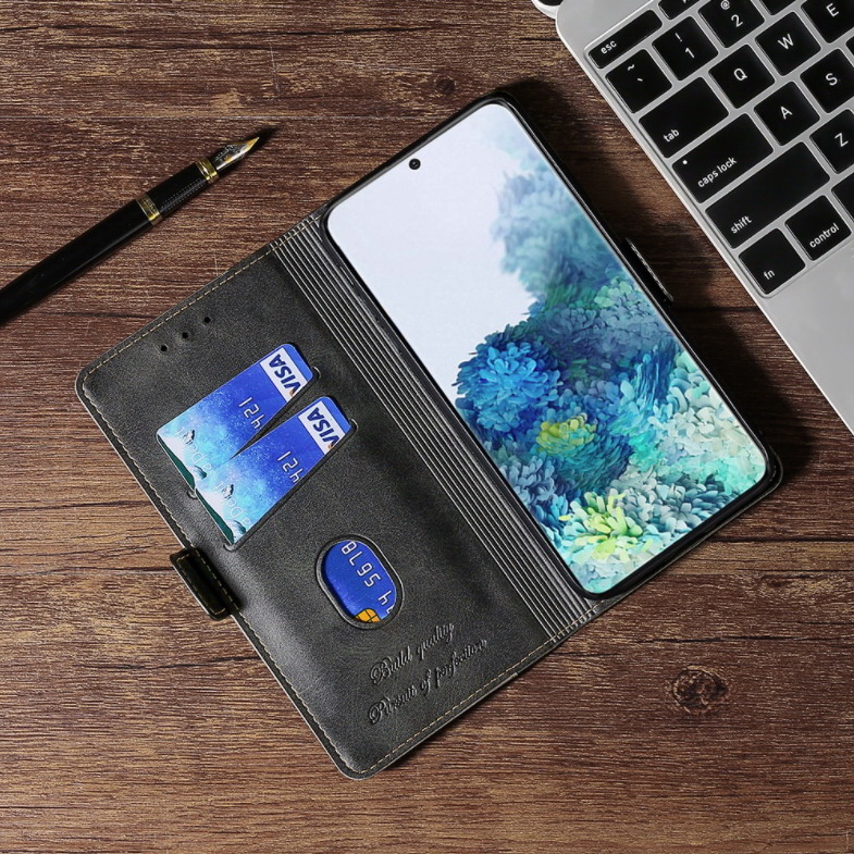 เคส iphone 15 pro max #เคสฝาพับปกหนังสไตล์วินเทจแบบกระเป๋าสตางค์ออกแบบสีทูโทน Flip Leather Case
