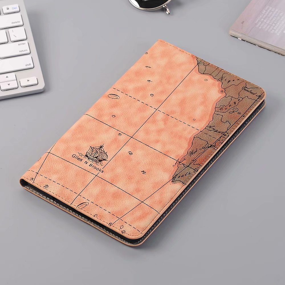 Case Huawei MediaPad M5 Lite 8 #เคสฝาพับหนัง PU พิมพ์รูปแบบแผนที่ Map Pattern Stand Wallet Leather