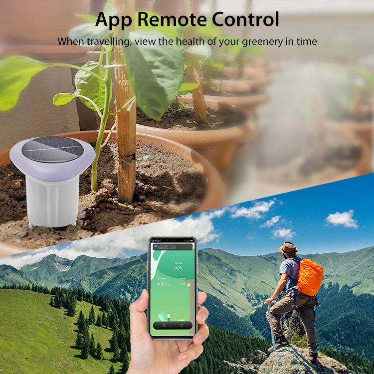 เซ็นเซอร์ว้ดค่าในดินพืช อุณหภูมิและความชื้น IP66 ไร้สาย แผงโซล่าร์เซล