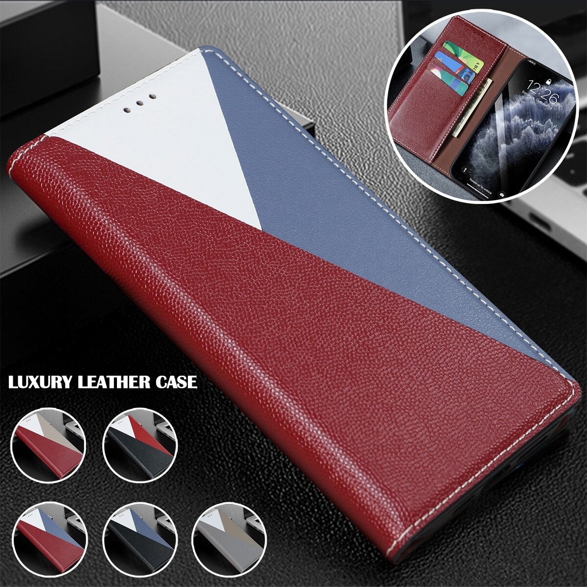 เคส iPhone 13 Pro Max #เคสฝาพับหนัง PU สไตล์กระเป๋าสตางค์พร้อมช่องใส่การ์ด Fashion Retro Card Slot Wallet Flip Cover PU Leather Phone Case