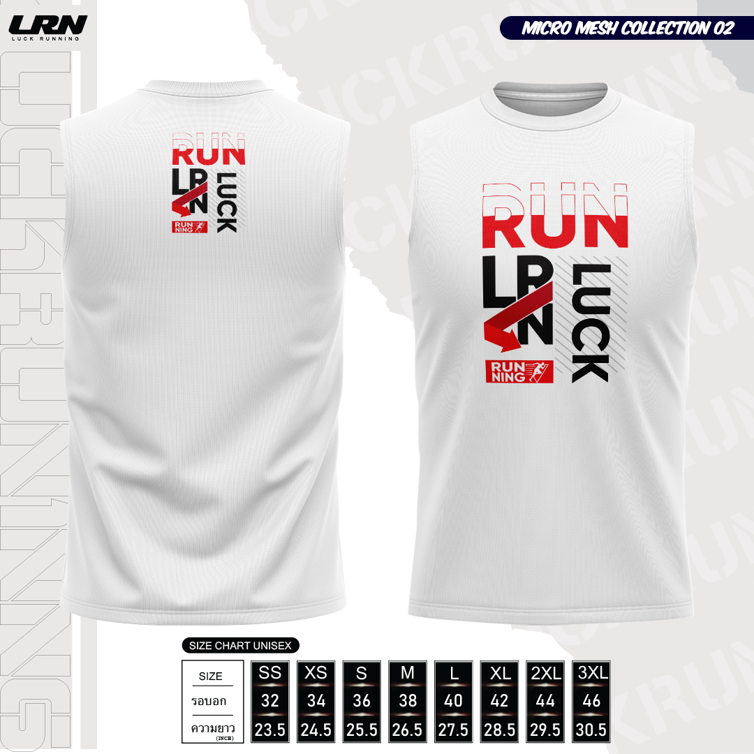 เสื้อวิ่งพิมพ์ลายแขนกุด LRN Collection 02 เนื้อผ้า Micro Mesh สำหรับวิ่งมาราธอน (MM10-02)