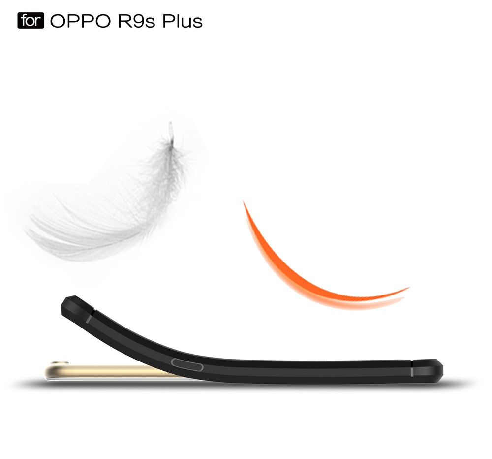 เคส Oppo R9s Plus #เคสฝาหลัง TPU ตกแต่งด้วยคาร์บอนไฟเบอร์ พร้อมส่ง-สีน้ำเงิน