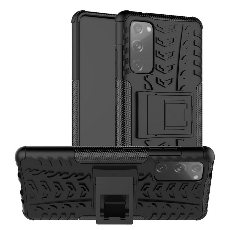 เคส Samsung Galaxy S20 FE / S20 FE 5G #เคสฝาหลังกันลื่น Cool Tyre Pattern Kickstand (PC + TPU)