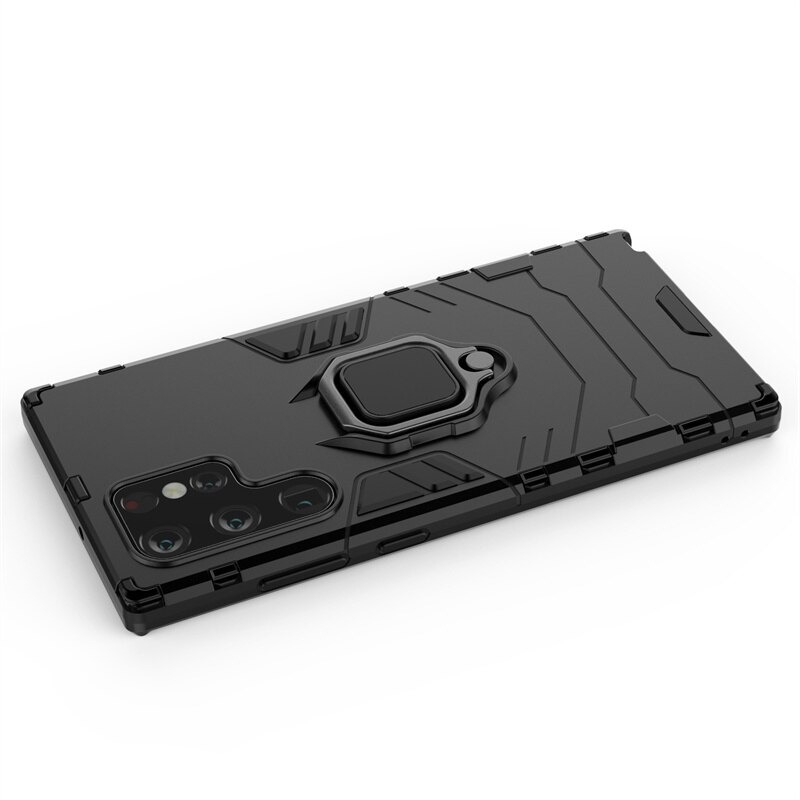 เคส Samsung Galaxy S23 Ultra 5G#เคสฝาหลังพลาสติกแข็ง +TPU Hybrid Case มีแหวนสวมนิ้วโลหะ