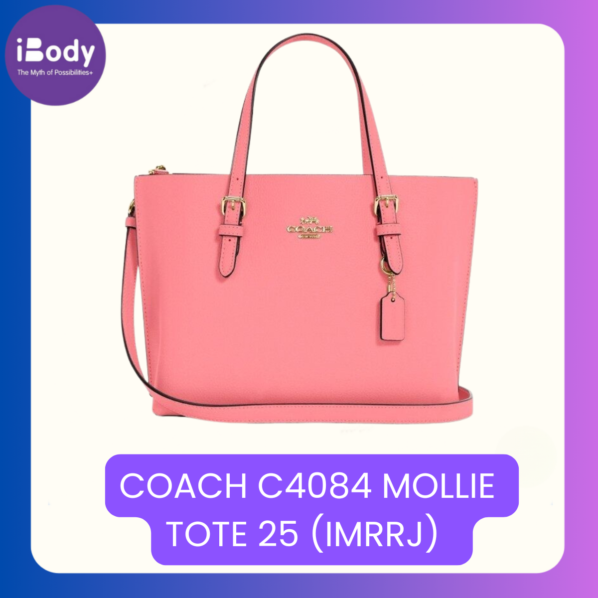 COACH C4084 MOLLIE TOTE 25 (IMRRJ) กระเป๋าสีชมพู หนังแท้ 100%