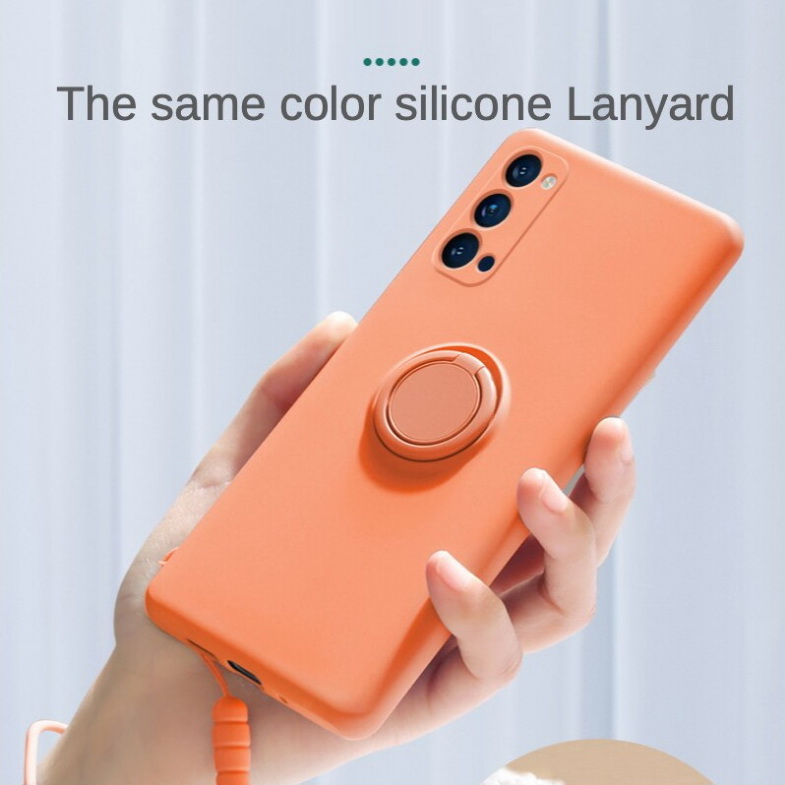 เคส OPPO Reno 5 Pro 5G #เคสฝาหลังซิลิโคนนิ่มมีแหวนสวมนิ้ว Liquid Silicone Back Case