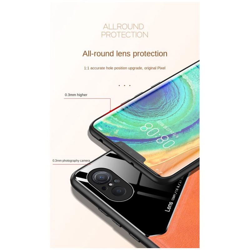 เคส Huawei Nova 9 SE #เคสฝาหลังไฮบริด PU +TPU + glass สีทูโทน Shockproof Leather Mirror Glass Silicone Phone Back Cover