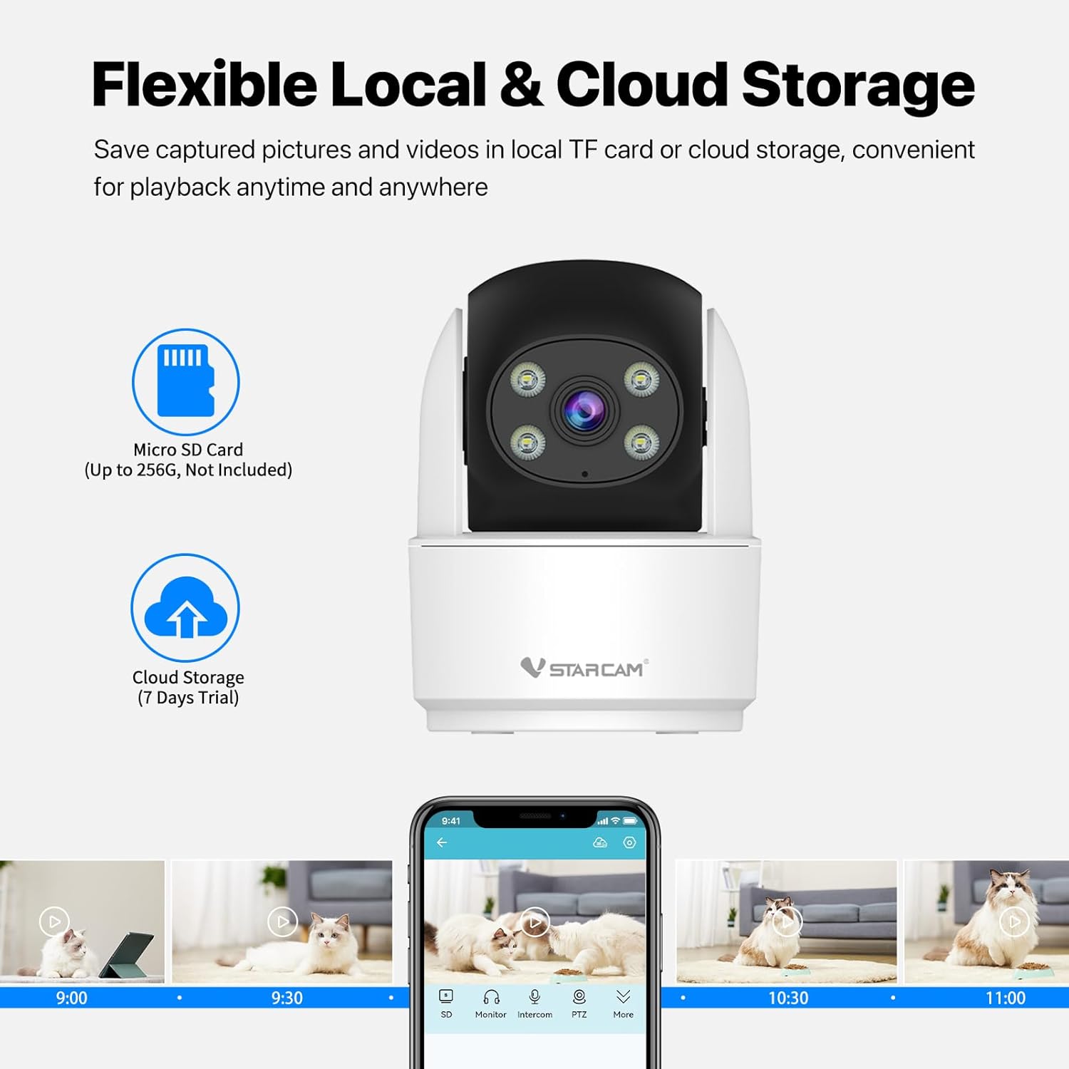 Vstarcam Vstarcam กล้องวงจรปิดมาใหม่ล่าสุด รุ่นC996 กล้องมีไวไฟในตัว บันทึกภาพและเสียง เพิ่มเมมสูงสุด256GB คมชัด2ล้านพิกเซล ขาว