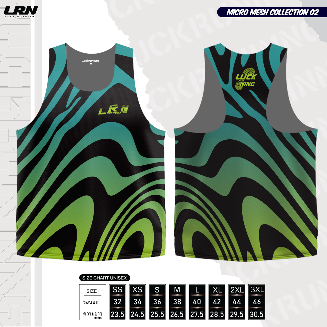 เสื้อวิ่งพิมพ์ลายกล้าม LRN Collection 02 เนื้อผ้า Micro Mesh สำหรับวิ่งมาราธอน (MM12-01)