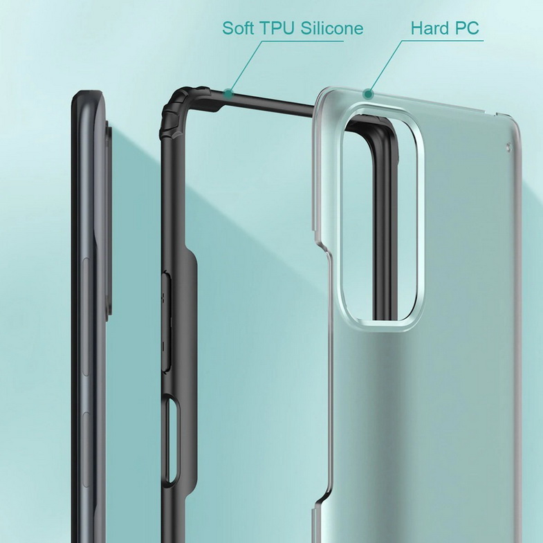เคส Redmi Note 10S#เคสฝาหลังโปร่งแสงสีขุ่นขอบทึบ +TPU Hybrid Case