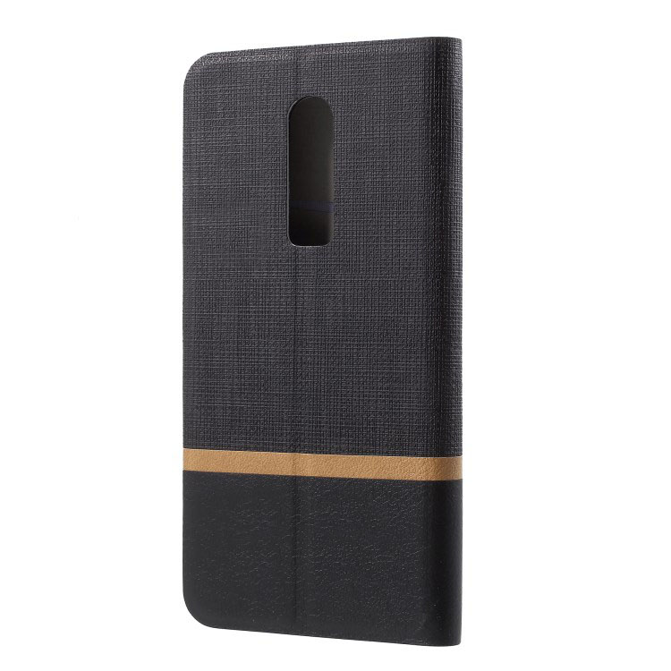 Case OnePlus 6 #เคสฝาพับหนัง PU ออกแบบสี Contrast ปกเสริมด้วยแผ่นเหล็กคุณภาพดี