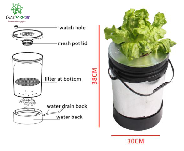 ระบบปลูกแบบ Aeroponics 6Pcs 5 Gallon Bucket