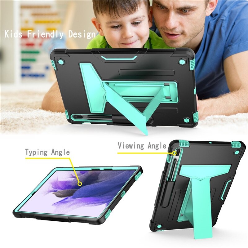 เคส Samsung Galaxy Tab S7 FE 12.4"(T730,T736) #เคสฝาหลังกันกระแทกมีขาตั้ง Kickstand PC Silicone Armour Defender