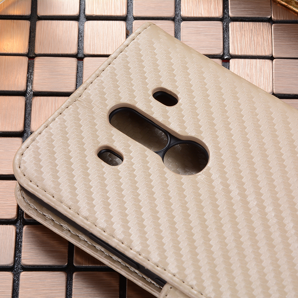 เคส Huawei Mate 10 Pro #เคสฝาพับแบบกระเป๋าสตางค์ Carbon Fiber Wallet Leather Phone Casing