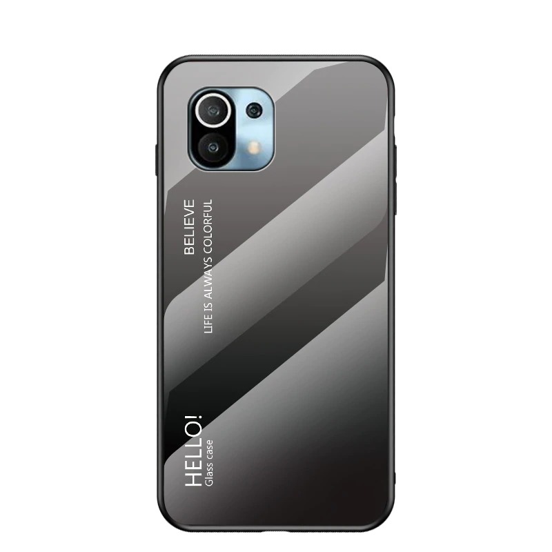 เคส Xiaomi Mi 11 #เคสฝาหลัง Gradient Color Glass + PC + TPU Hybrid Case