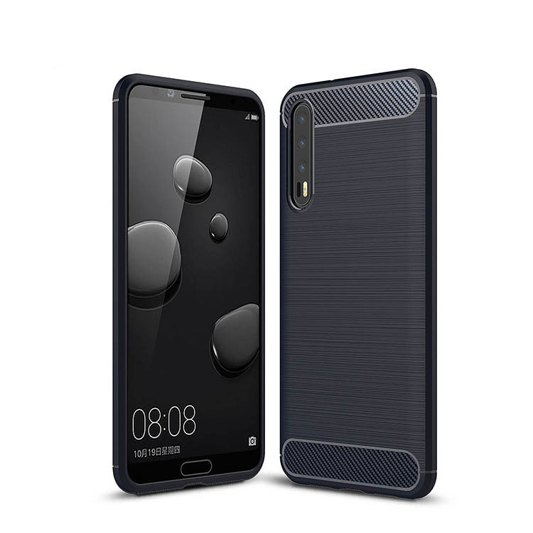 เคส Huawei P20 Pro #เคสฝาหลังตกแต่งคาร์บอนไฟเบอร์ ผิวขัดแปรง Brushered TPU Back Case