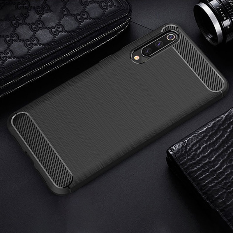 เคส Xiaomi Mi 9 SE #เคสคาร์บอนไฟเบอร์ ผิวขัดแปรง Brushered TPU Back Case