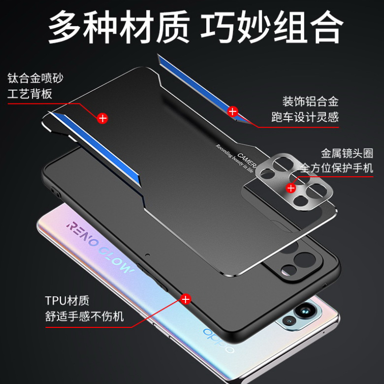Case OPPO Reno 5 Pro 5G #เคสฝาหลังไฮบริด Metal +TPU Shockproof metal back plate Phone Back Cover